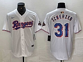 Men's Texas Rangers #31 Max Scherzer White 2023 World Series Champions Cool Base Jersey,baseball caps,new era cap wholesale,wholesale hats